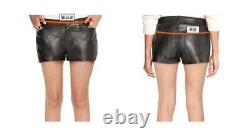 100%Genuine Leather Cocktail Stylish Pant Designer Shorts Pink Party Wear Women