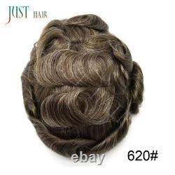 100%Human Hair Replacement Mens Toupee Hairpieces Full SWISS LACE Basement Wigs