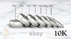 10K White Solid Gold Low Dome Step Wedding Band Ring Comfort Fit Polished New