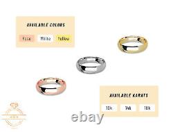 10K White Solid Gold Low Dome Step Wedding Band Ring Comfort Fit Polished New