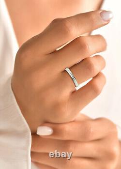 10K White Solid Gold Low Dome Step Wedding Band Ring Comfort Fit Polished New