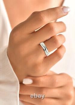 10K White Solid Gold Low Dome Step Wedding Band Ring Comfort Fit Polished New