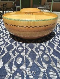 10 Inch Inlayed Wood and Turquoise Bowl
