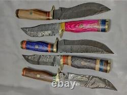 10 PCS CUSTOM HANDMADE DAMASCUS STEEL 10 SKINNER HUNTING KNIVES With SHEATH USA