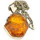 119grams! One Of Largest Amber Vintage Navajo Sterling Silver Dna Necklace
