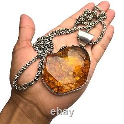 119grams! ONE OF LARGEST AMBER VINTAGE NAVAJO STERLING SILVER DNA NECKLACE