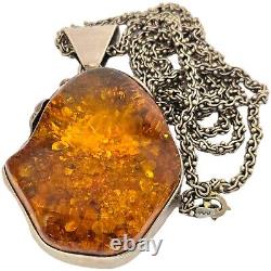 119grams! ONE OF LARGEST AMBER VINTAGE NAVAJO STERLING SILVER DNA NECKLACE