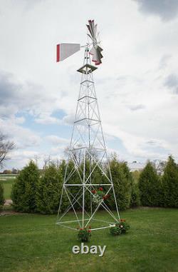 12 Ft Tall Hand Made in the USA Aluminum Garden Windmill, Wind Wheel