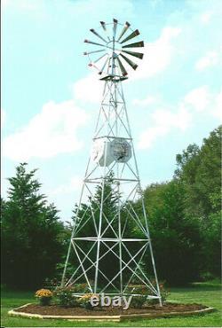 12 Ft Tall Hand Made in the USA Aluminum Garden Windmill, Wind Wheel