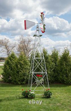 12 Ft Tall Hand Made in the USA Aluminum Garden Windmill, Wind Wheel