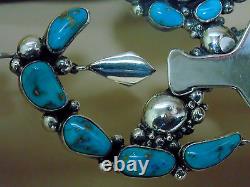 136GM DAVID ZACHARY Handcrafted. 925 Sterling Silver BLUE GEM TURQUOISE Necklace