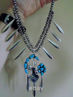 136GM DAVID ZACHARY Handcrafted. 925 Sterling Silver BLUE GEM TURQUOISE Necklace