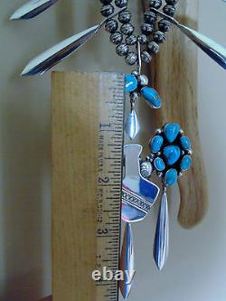 136GM DAVID ZACHARY Handcrafted. 925 Sterling Silver BLUE GEM TURQUOISE Necklace