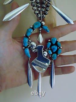 136GM DAVID ZACHARY Handcrafted. 925 Sterling Silver BLUE GEM TURQUOISE Necklace