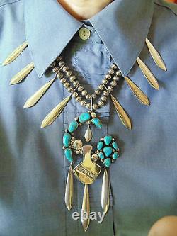 136GM DAVID ZACHARY Handcrafted. 925 Sterling Silver BLUE GEM TURQUOISE Necklace