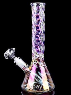13 Inch THICK Iridescent Beaker BONG Glass Water Pipe HEAVY Helix GIRLY USA