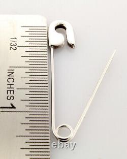 14K White Gold Safety Pin 1.25'' long Handmade in USA