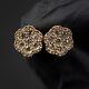 14k Yellow Gold Authentic Small Natural Diamond Flower Cluster Stud Earrings