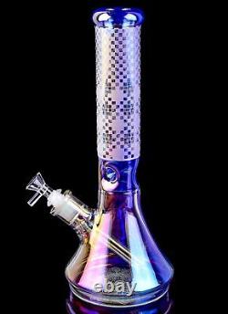 14 Inch THICK Iridescent Beaker BONG Glass COOL Water Pipe HEAVY GIRLY USA