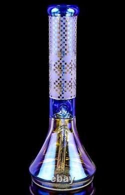 14 Inch THICK Iridescent Beaker BONG Glass COOL Water Pipe HEAVY GIRLY USA