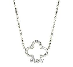 14ctw Diamond 14k White Gold Clover Necklace 16 Chain Handmade in USA NEW TAGS