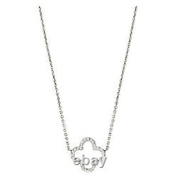 14ctw Diamond 14k White Gold Clover Necklace 16 Chain Handmade in USA NEW TAGS