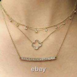 14ctw Diamond 14k White Gold Clover Necklace 16 Chain Handmade in USA NEW TAGS