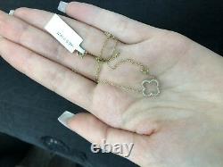 14ctw Diamond 14k White Gold Clover Necklace 16 Chain Handmade in USA NEW TAGS