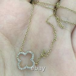 14ctw Diamond 14k White Gold Clover Necklace 16 Chain Handmade in USA NEW TAGS