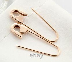 14k Rose Gold Safety Pin Earrings (PAIR) 1''long Handmade in USA