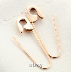 14k Rose Gold Safety Pin Earrings (PAIR) 1''long Handmade in USA
