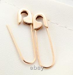 14k Rose Gold Safety Pin Earrings (PAIR) 1''long Handmade in USA