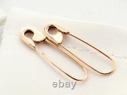 14k Rose Gold Safety Pin Earrings (PAIR) 1''long Handmade in USA