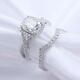 14k White Gold 3.40 Ct Halo Cushion Cut Lab-created Diamond Engagement Ring Sets