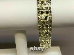 14k Yellow Gold FN Handmade Adorable Men's Nugget Bracelet 17 mm 8.5 Inch