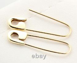 14k Yellow Gold Safety Pin Earrings (PAIR) 1''long Handmade in USA