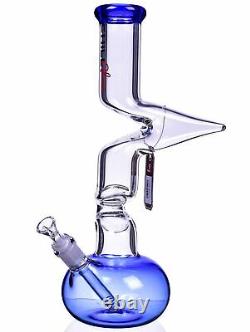 15 Inch Big Huge Double Zong Bong Glass Water Pipe Hookah Bubbler Blue USA