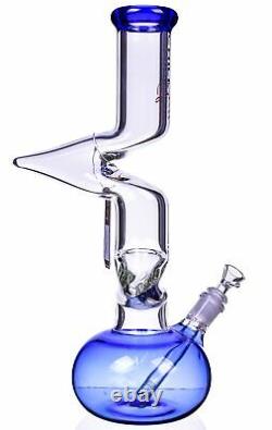 15 Inch Big Huge Double Zong Bong Glass Water Pipe Hookah Bubbler Blue USA