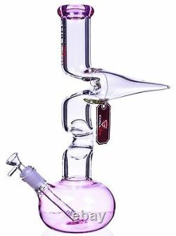 15 Inch Big Huge Double Zong Bong Glass Water Pipe Hookah Bubbler Pink USA