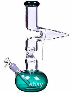 15 Inch Big Thick Double Zong Bong Glass Water Pipe Hookah Bubbler Green USA