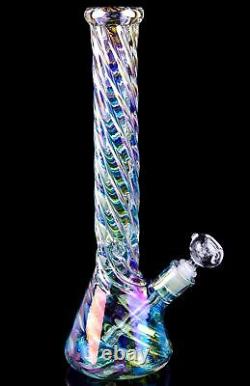 16 Inch THICK Iridescent Beaker BONG Glass Water Pipe HEAVY Helix GIRLY USA
