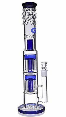 18 Inch Double Tree Perc Big Bong Tall Large XL Glass Marbles Water Pipe USA