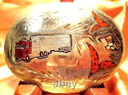 18 Wheeler Semi Truck Driver C&L Hand Made HEAVY & BIG Belt Buckle USA Made