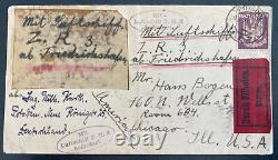 1924 Potsdam Germany ZR 3 Zeppelin Airmail Hand Made Cachet Cover to Chicago USA