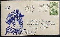 1945 Battle Creek MI USA Cover To Chicago IL Hand Made Cachet US Pilot