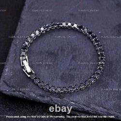 19Ct Round Cut AAA Black Diamond Tennis Bracelet 14K White Gold Finish 7.5 Inch