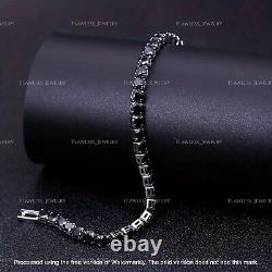 19Ct Round Cut AAA Black Diamond Tennis Bracelet 14K White Gold Finish 7.5 Inch