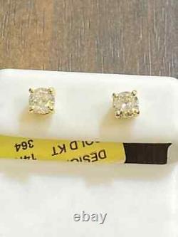 1.00 Carat Diamond Stud Earrings Real Natural Certified Round Solitaire 14k Gold