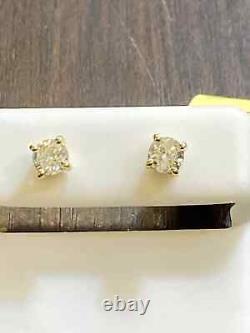 1.00 Carat Diamond Stud Earrings Real Natural Certified Round Solitaire 14k Gold
