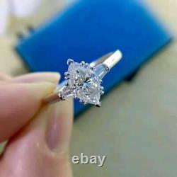1.00 Ct Marquise Cut Forever One Moissanite Engagement Ring 14K White Gold Over